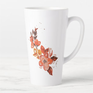 Orange Watercolor Floral  Latte Mug