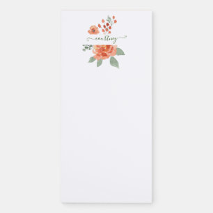 Orange watercolor floral personalized   magnetic notepad