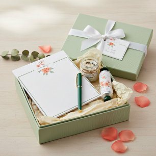 Orange watercolor floral personalized notepad