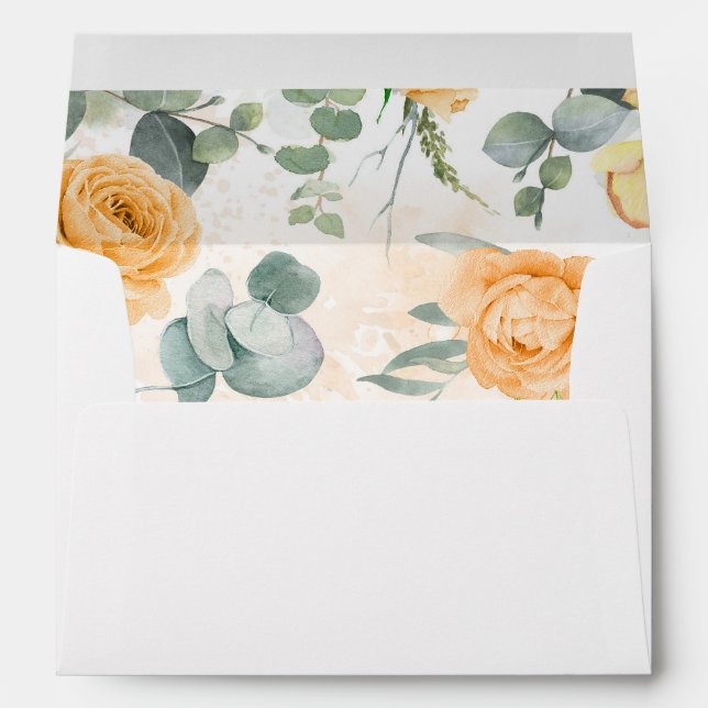 Orange Watercolor Flower Boho Chic Envelope (Back (Bottom))
