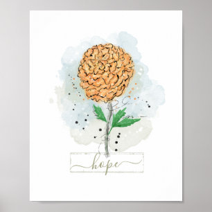Orange Watercolor Flower Hope Poster