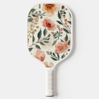 Orange Watercolor Flowers Botanical Painting Pickleball Paddle