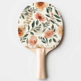 Orange Watercolor Flowers Botanical Painting Ping Pong Paddle