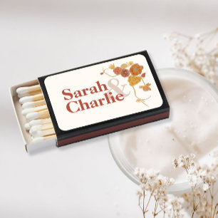 orange watercolor flowers wedding  matchboxes