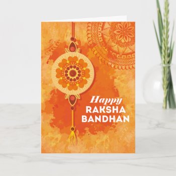 Orange Watercolor Happy Raksha Bandhan Card by HolidayBug at Zazzle