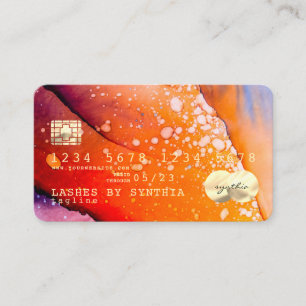 orange  watercolor ink warm color Credit Card