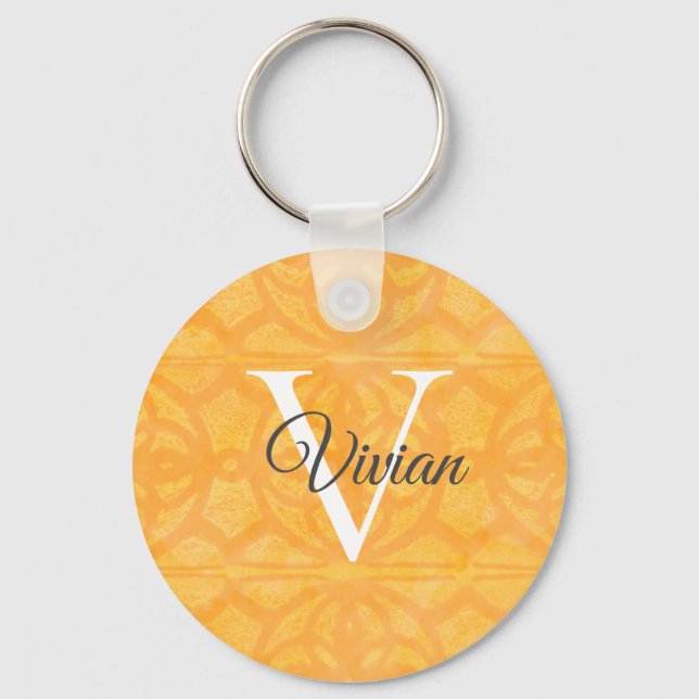 Orange Watercolor Keychain (Front)