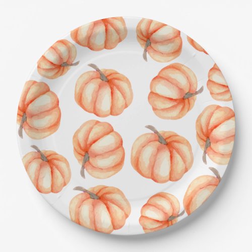  Orange Watercolor Pattern Pumpkin Halloween Fall  Paper Plates