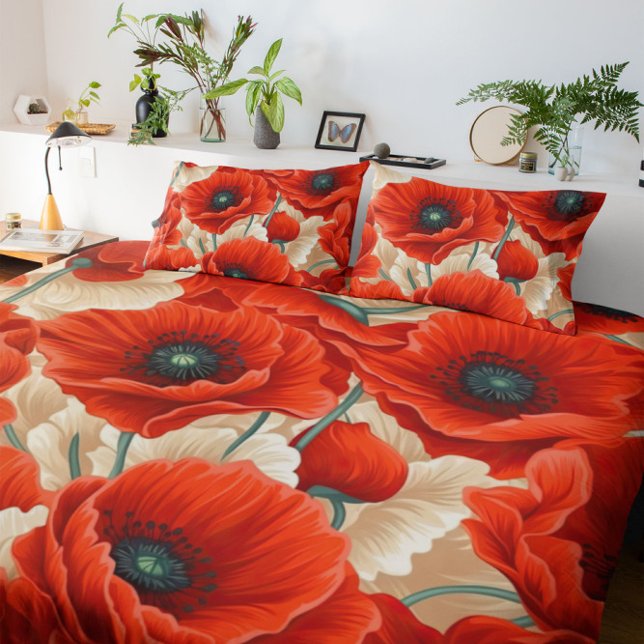 orange Watercolor peony floral  Duvet Cover (Creator Uploaded)