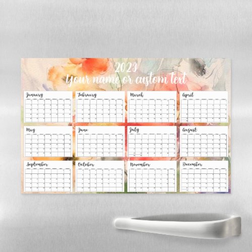 Orange watercolor poppies 2023 calendar      magnetic dry erase sheet