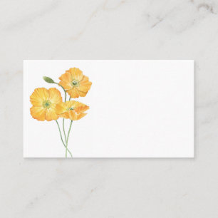 Orange Watercolor Poppies II Floral Wedding Place Card