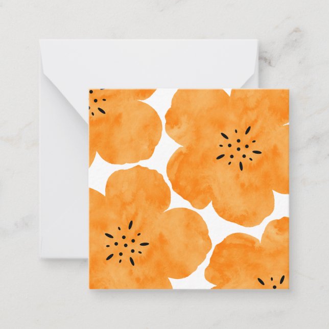 Orange Watercolor Poppy 2 Note Card (Front)