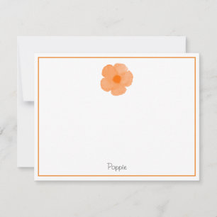 Orange Watercolor Poppy 3 Note Card