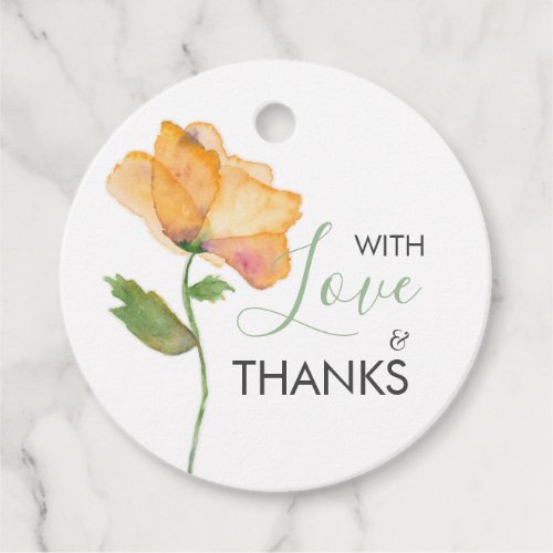 Orange Watercolor Poppy Flowers Gift Tags
