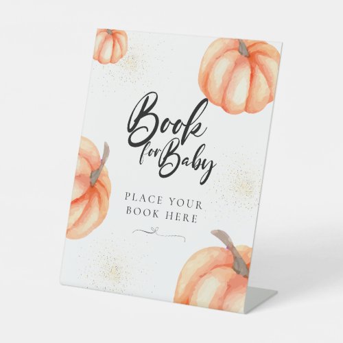 Orange Watercolor Pumpkin Books For Baby Sign 