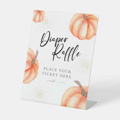 Orange Watercolor Pumpkin Diaper Raffle Sign 