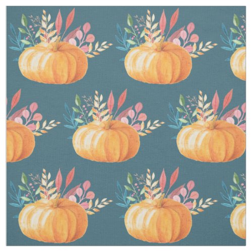 Orange Watercolor Pumpkin Fall Season Fabric