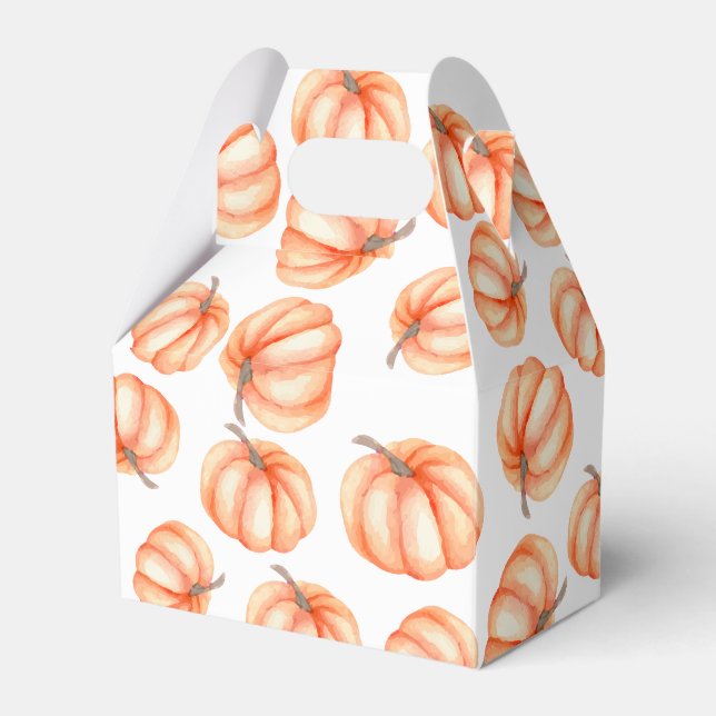 Orange Watercolor Pumpkin Pattern  Favor Boxes (Front Side)