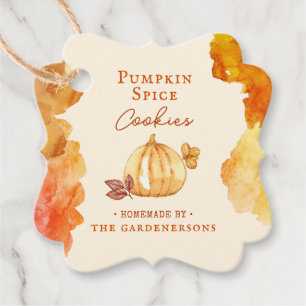 Orange Watercolor Pumpkin Spice Favor Tags