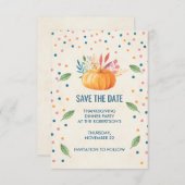Orange Watercolor Pumpkin with Confetti Save The Date (Front/Back)