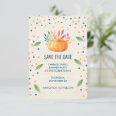 Orange Watercolor Pumpkin with Confetti Save The Date (Standing Front)