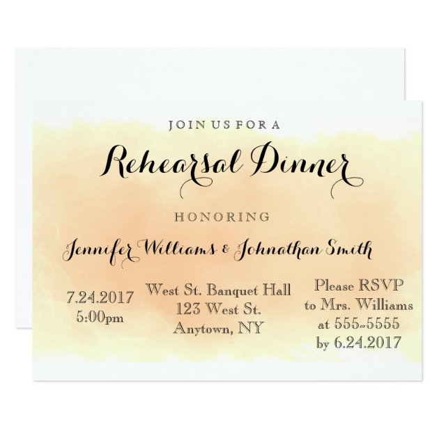 Orange Watercolor Rehearsal Dinner Invitations