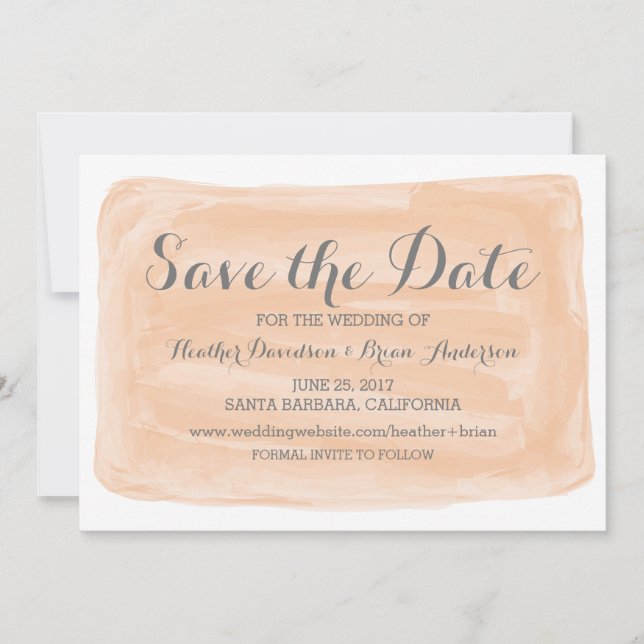 Orange Watercolor Save the Date Invite (Front)