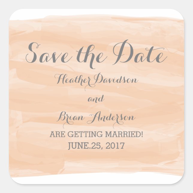 Orange Watercolor Save the Date Stickers (Front)