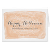 Orange Watercolor Spider Web Halloween Card (Front Horizontal)