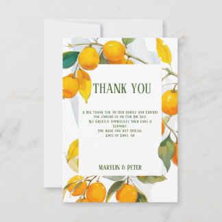 Orange watercolor theme Bright colors Thank You Card