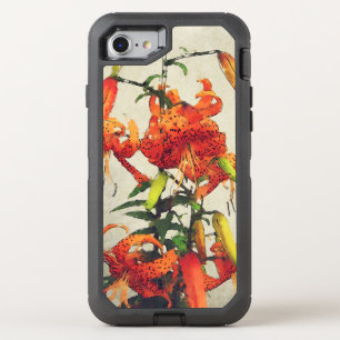 Orange Watercolor Tiger Lily 1 OtterBox Defender iPhone SE/8/7 Case