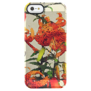 Orange Watercolor Tiger Lily 1 Clear iPhone SE/5/5s Case