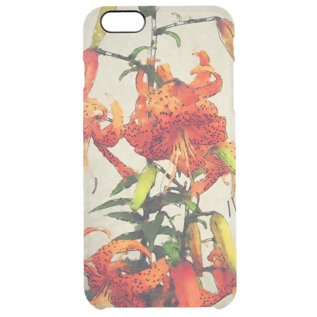 Orange Watercolor Tiger Lily 1 Uncommon iPhone Case (Back)