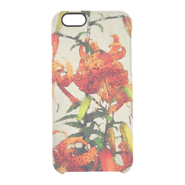 Orange Watercolor Tiger Lily 1 Uncommon iPhone Case (Back)