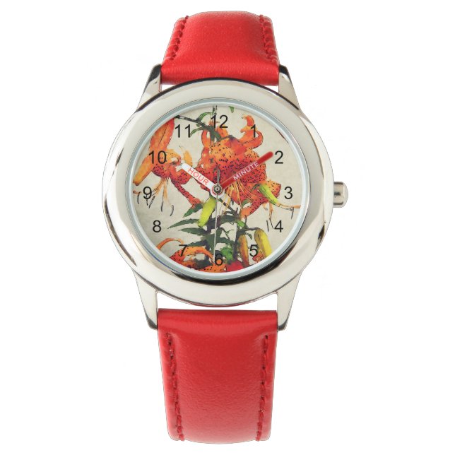 Orange Watercolor Tiger Lily 1 Watch (Front)