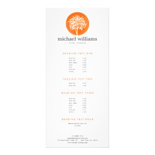 Orange Watercolor Tree Life Coach, Counselors Rack Card