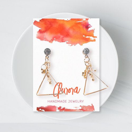 Orange Watercolor Wash Hand Painted Modern Jewelry Business Card