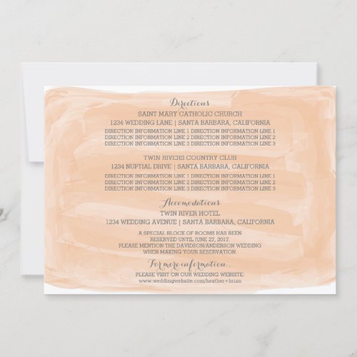 Orange Watercolor Wedding Information Card