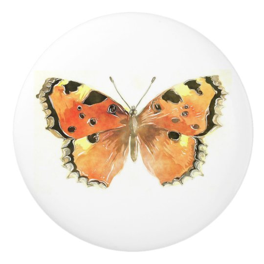 Orange Watercolour Butterfly Ceramic Knob | Zazzle.com