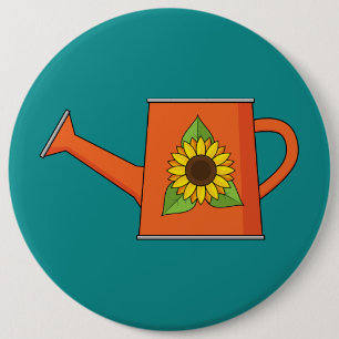 Orange Watering Can with Sunflower Button