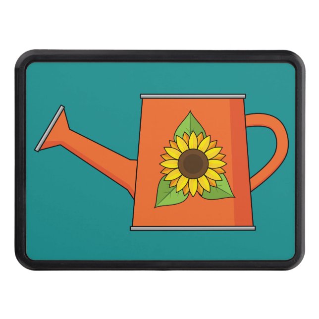 Orange Watering Can with Sunflower Hitch Cover (Front)