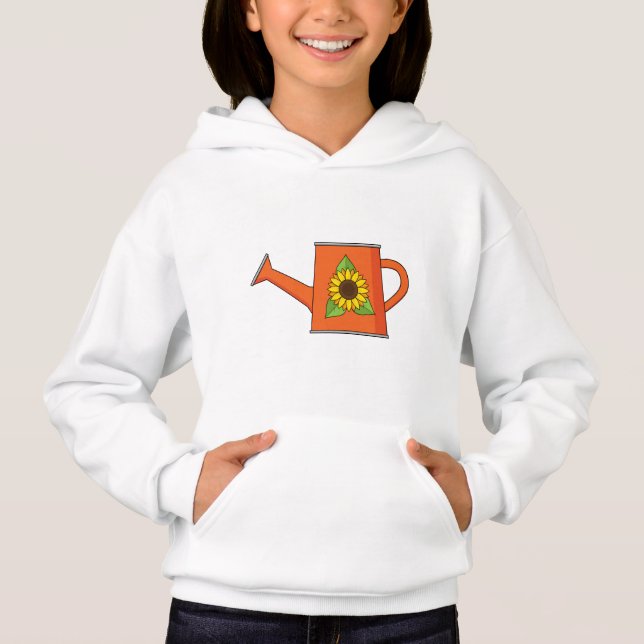Orange Watering Can with Sunflower Hoodie (Front)