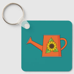 Orange Watering Can with Sunflower Keychain