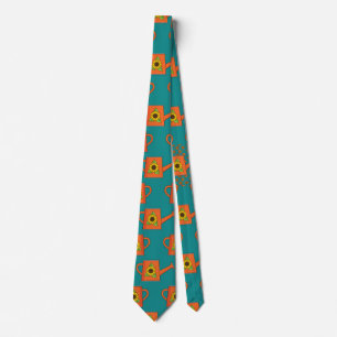 Orange Watering Can with Sunflower Neck Tie
