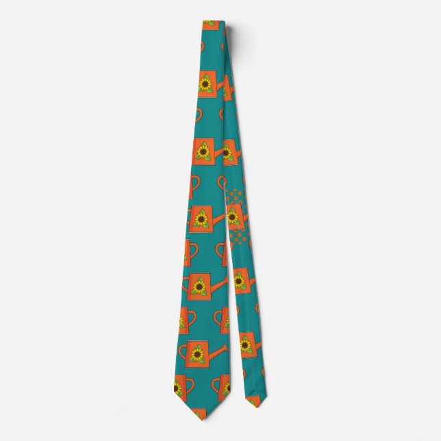Orange Watering Can with Sunflower Neck Tie (Front)
