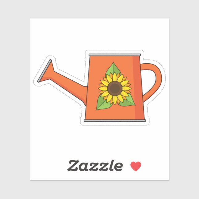 Orange Watering Can with Sunflower Sticker (Sheet)