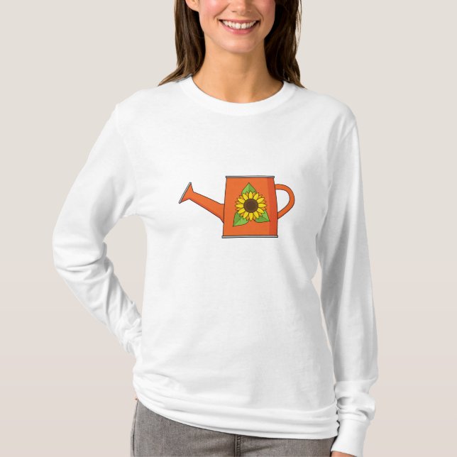 Orange Watering Can with Sunflower T-Shirt (Front)