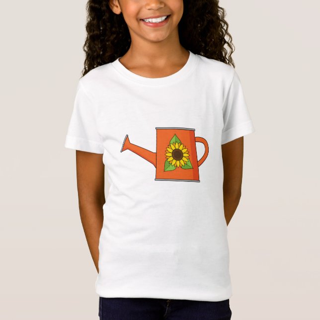 Orange Watering Can with Sunflower T-Shirt (Front)