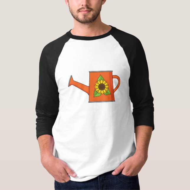 Orange Watering Can with Sunflower T-Shirt (Front)