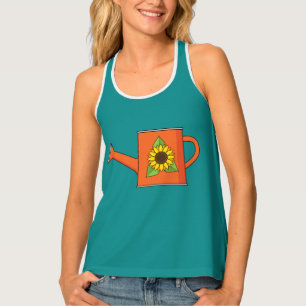 Orange Watering Can with Sunflower Tank Top